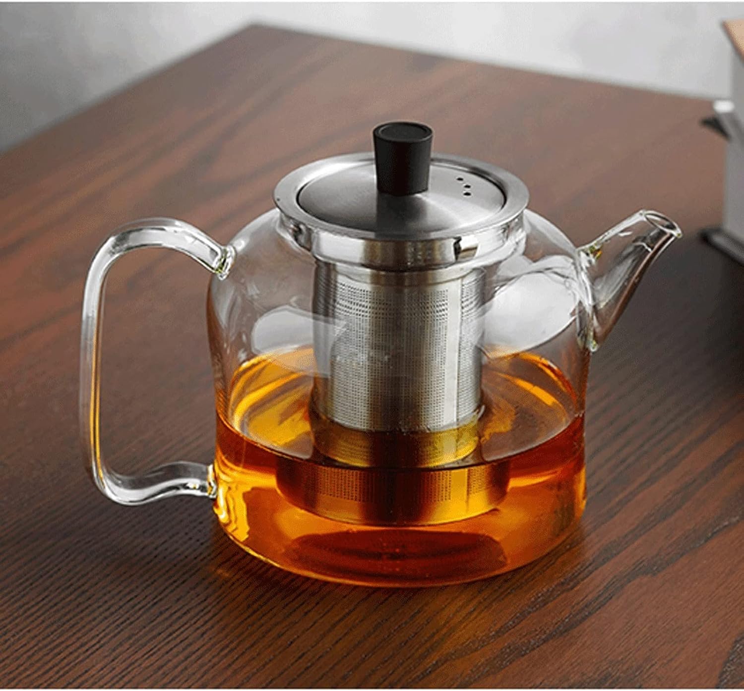 ティーポット ガラス ティーポット セット - コンロと電子レンジ対応のガラス製ティーケトル、ブルーミングティーやルーズリーフティー
