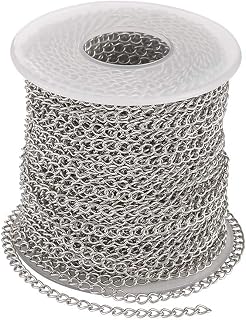 Pandahall 82ft/25M Soldered 304 Stainless Steel Curb Chain 4x3x0.6mm - Rust-Proof for Jewelry Making Necklaces Bracelets