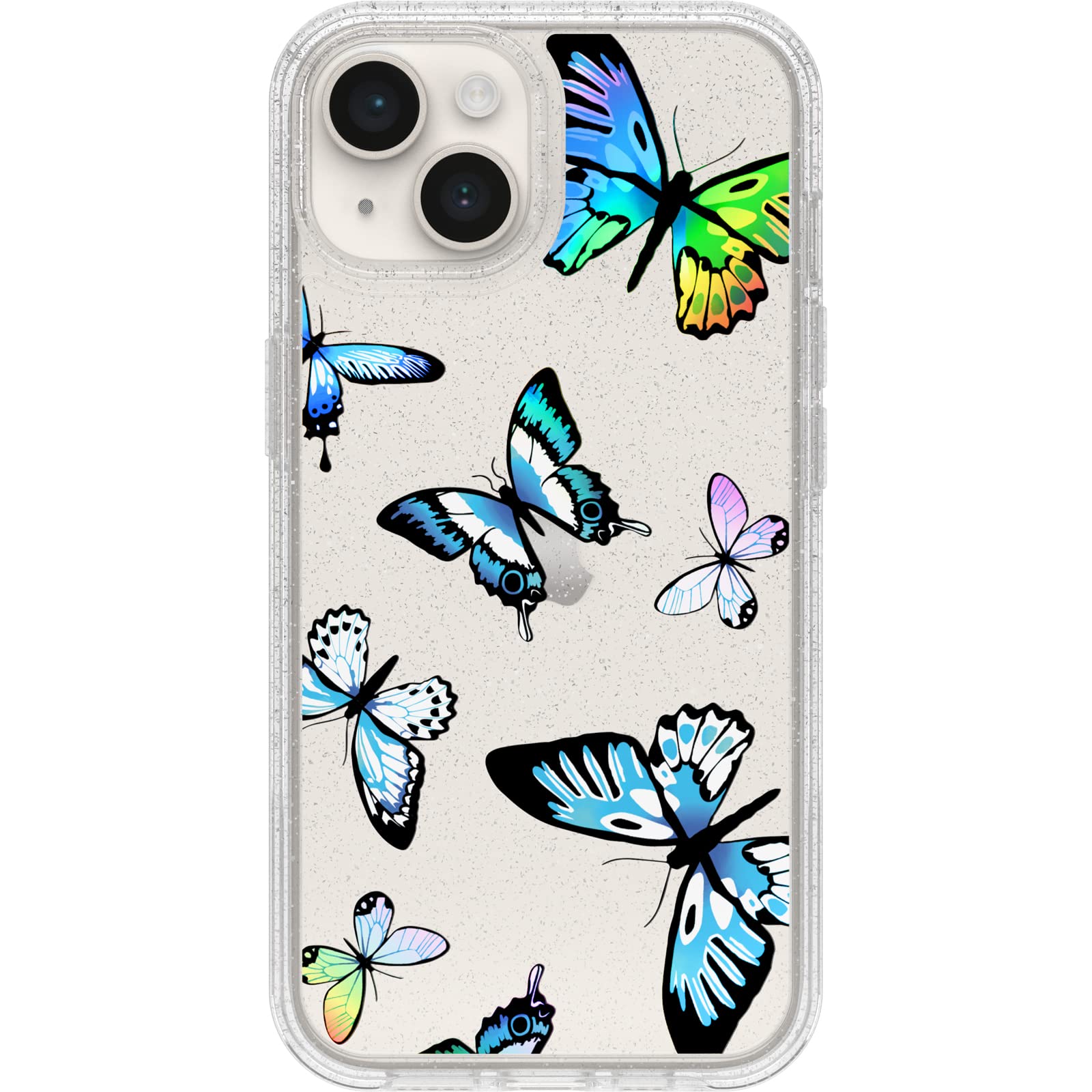 OtterBox Cover per iPhone 14/iPhone 13 Symmetry Clear, resistente a shock e cadute, sottile, testata 3x MIL-STD 810G, protezione antimicrobica, Butterfly