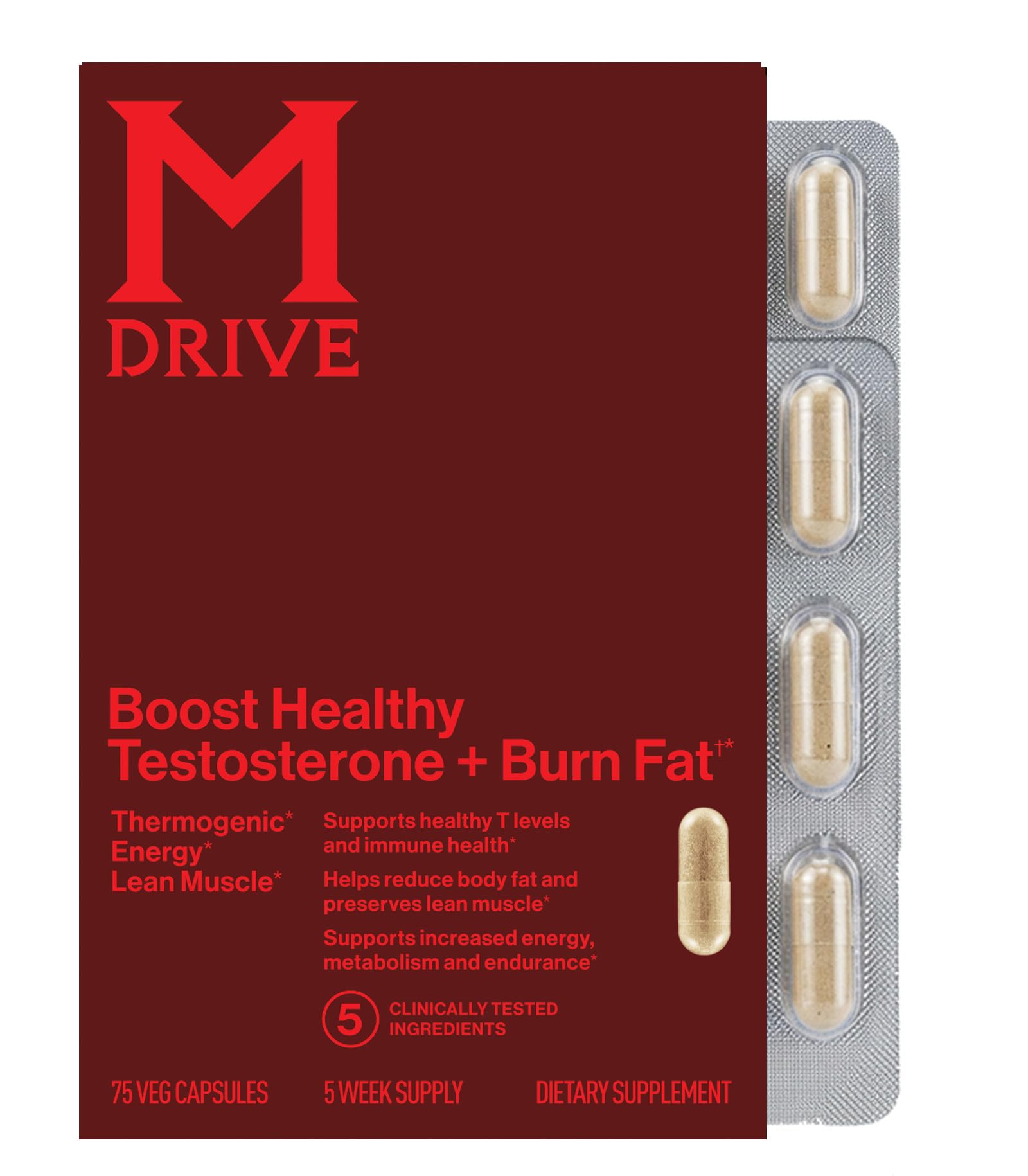M Drive Suplemento para homens com ashwagandha KSM-66, cromo, zinco e piperina, 75 cápsulas