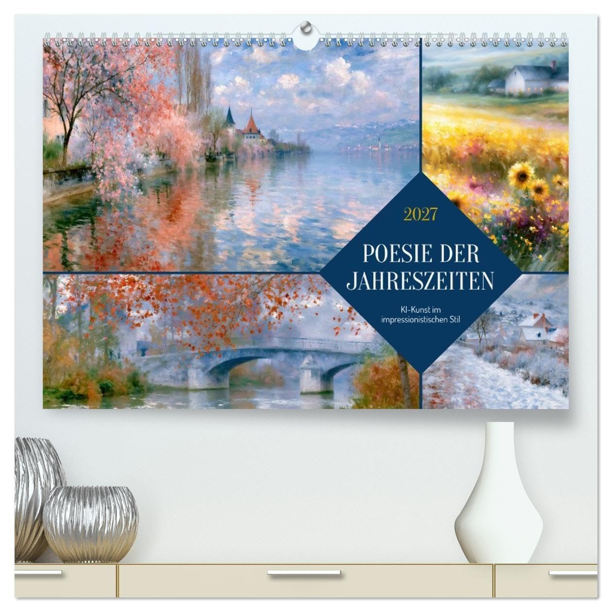Poesie der Jahreszeiten (hochwertiger Premium Wandkalender 2027 DIN A2 quer), Kunstdruck in Hochglanz: KI-Kunst im impressionistischen Stil (CALVENDO Kunst)