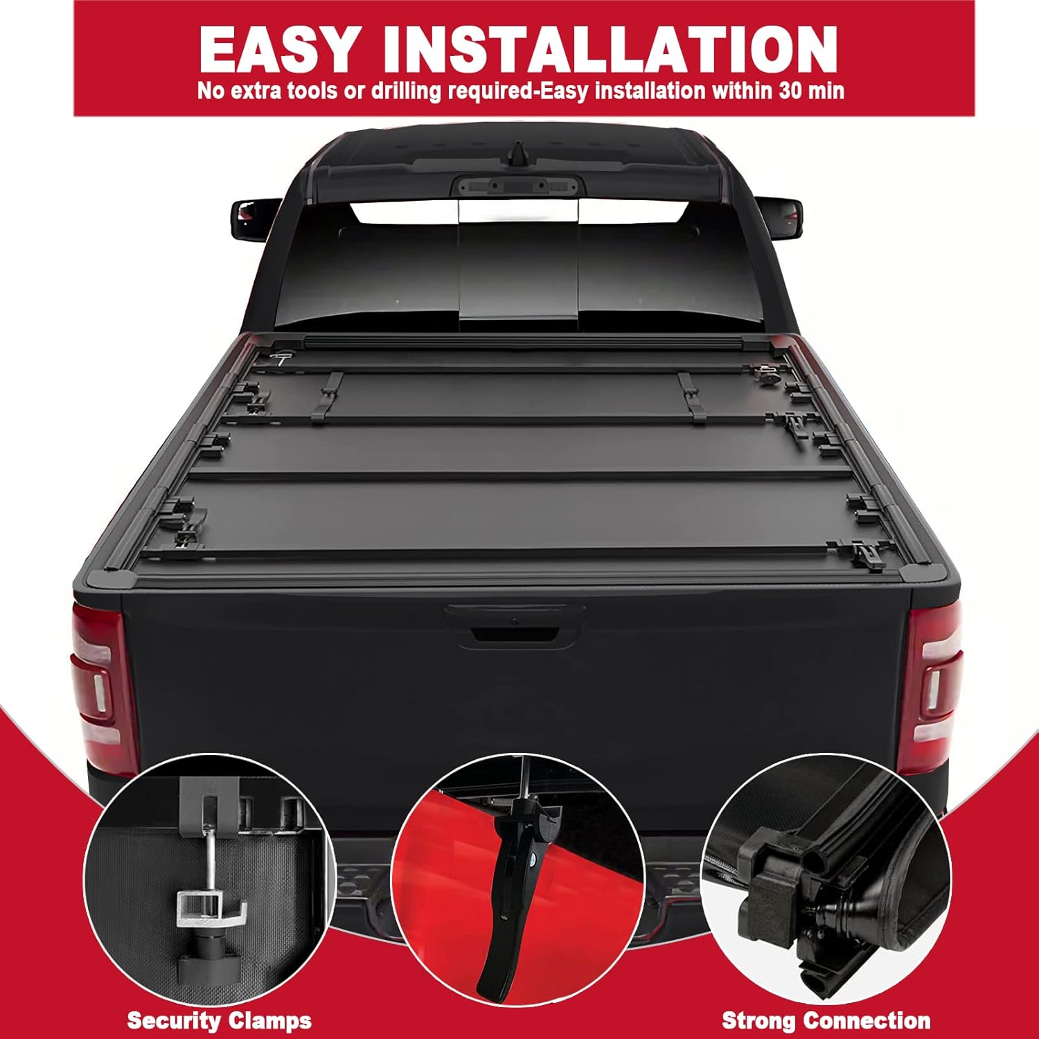 CAPSER 6.4FT Soft Quad Fold Truck Bed Tonneau Cover Fits 2002-2026 Dodge Ram 1500 (Classic & New) / 2003-2025 Dodge Ram 2500 3500 Fleetside 6.4 ft Bed (76.3") w/o Ram Box