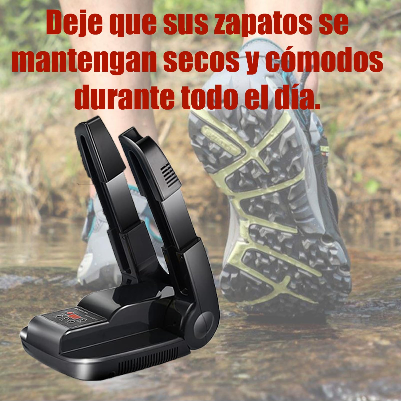 Secador de botas y zapatos, secador de guantes, estante ajustable portátil, temporizador, diseño plegable, secado rápido para zapatos, guantes, sombreros, calcetines Secador de botas y zapatos