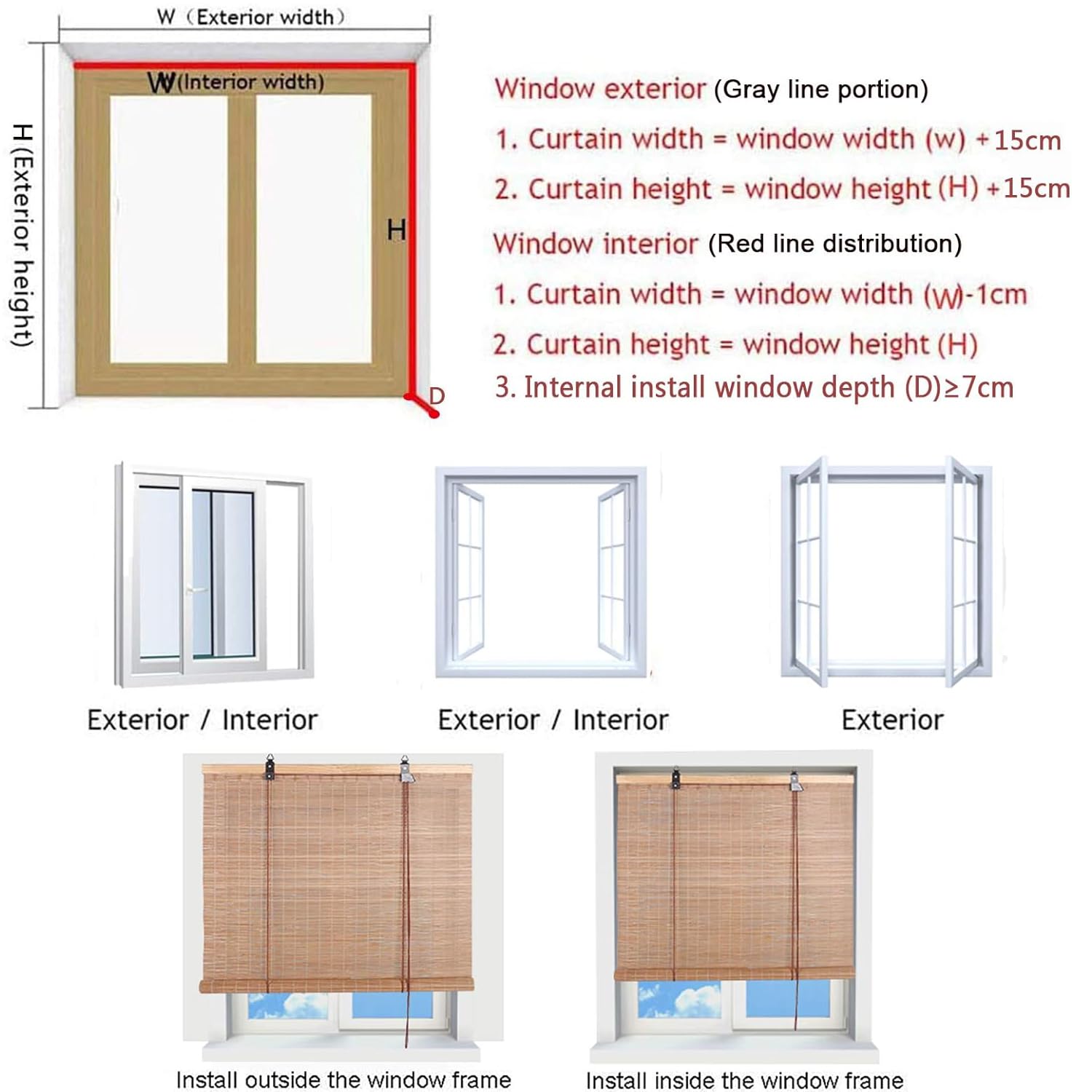 Tende a rullo in bambù naturale bianche, avvolgibili, per gazebo e patio, dimensioni personalizzate (110 x 280 cm), tende oscuranti per sala da tè e ufficio, ganci inclusi.