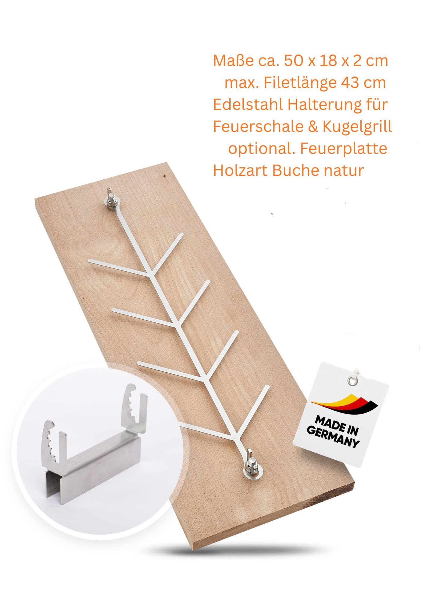 Flammlachsbrett, Räucherbrett, Flammlachs Brett aus dt. Buche. Geeignet für Feuerschalen,Outdoor Grill und natürlich zum Verschenken ! (2, Buche)