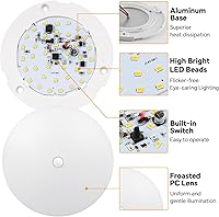 Vista 6 de acegoo Luz de techo para autocaravana, 4.5 pulgadas, 12 V, luz LED de disco para autocaravana, barco, cámper, remolque, camión, automóvil, montaje