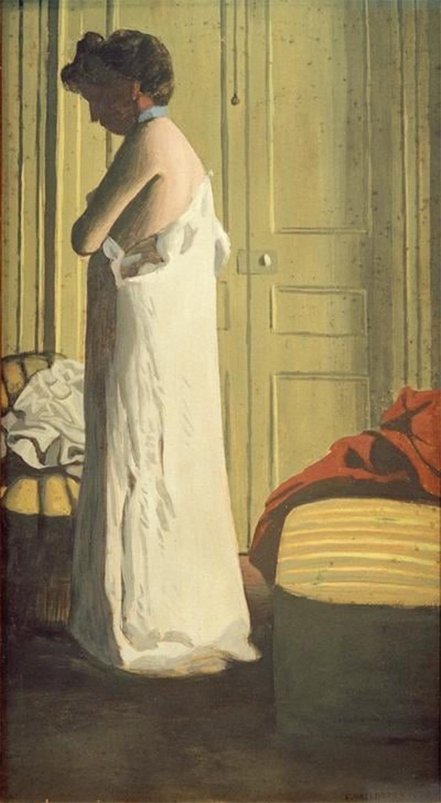 ARTXLXXBN Famous Print Painting Colorful Art Print Femme retirant sa chemise by Felix Edouard Vallotton Canvas Art Decorations for Home Decor 60x90cm