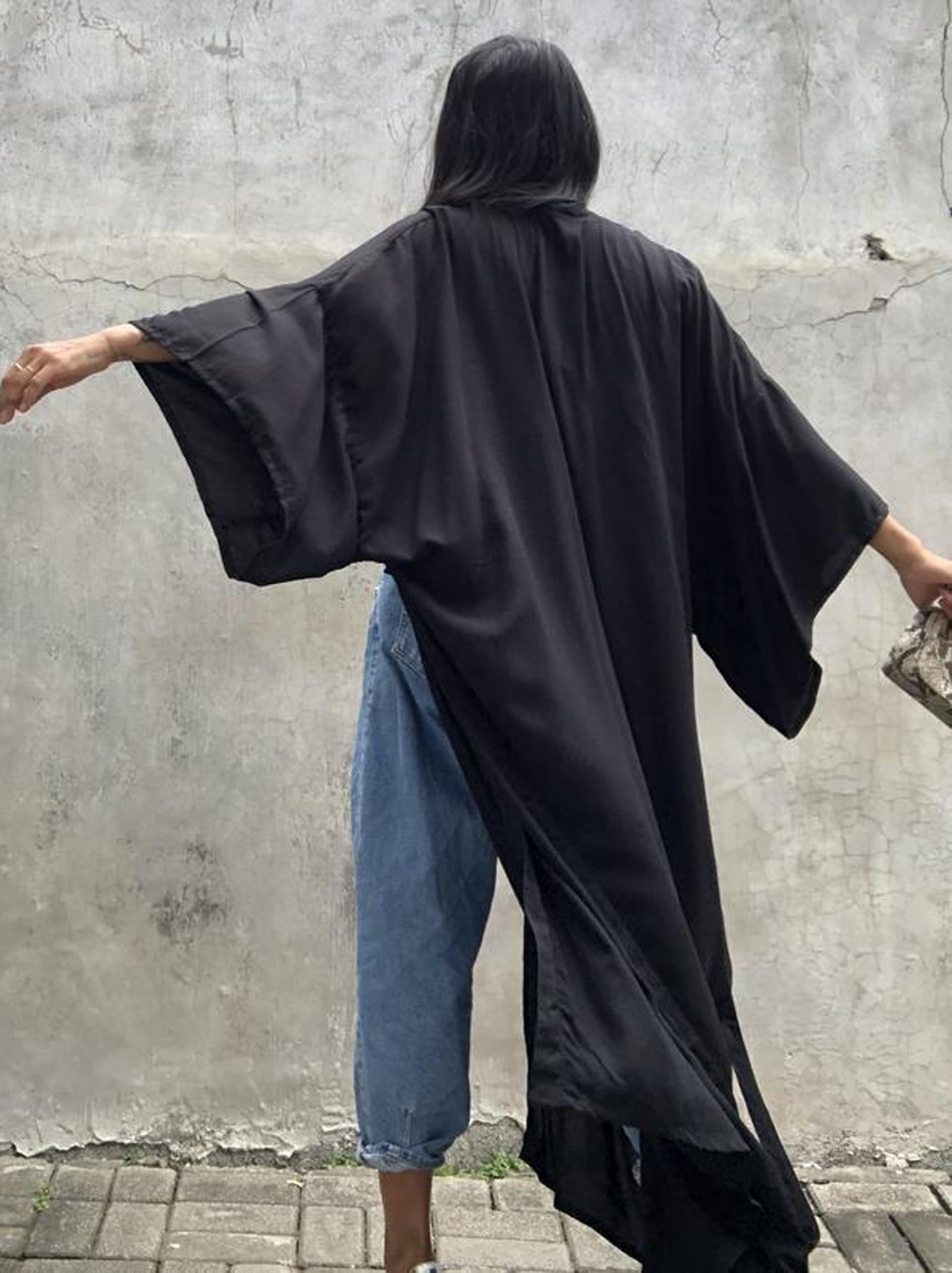 Cardigan pour femme - Manteau de plage surdimensionné - Manches larges - Avec ceinture - Pour l'été
