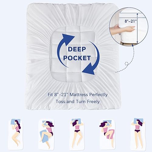Miniatura 3 de CYMULA Cubrecolchón Individual, Funda de Colchón Extra Gruesa y Suave, Cubrecolchón de Almohadón con Bolsillo Profundo