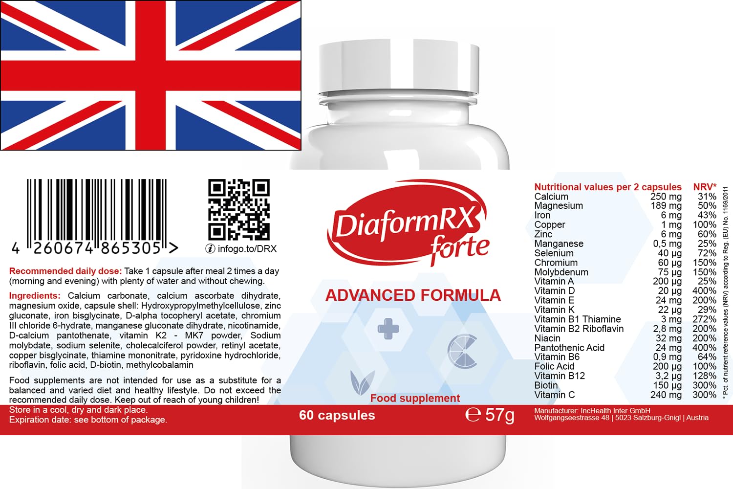 Diaform RX Forte – 300 capsule (5 x 60 capsule), confezione da 5
