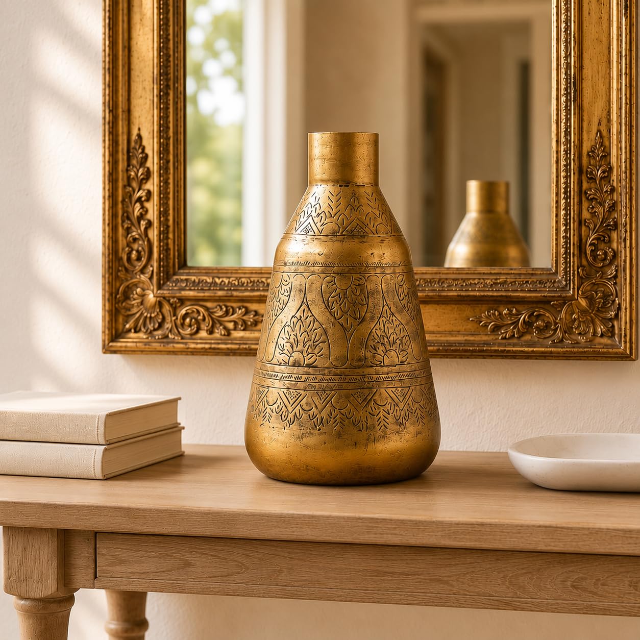 Aurum Handcrafted Brass Vase for Home Decor | 12 Inch Antique Brass Hand Etched Decorative Vase for Living Room, Center Table, Floor Decor & Gifting Showpiece (12 Inch/30 cm)-image-26