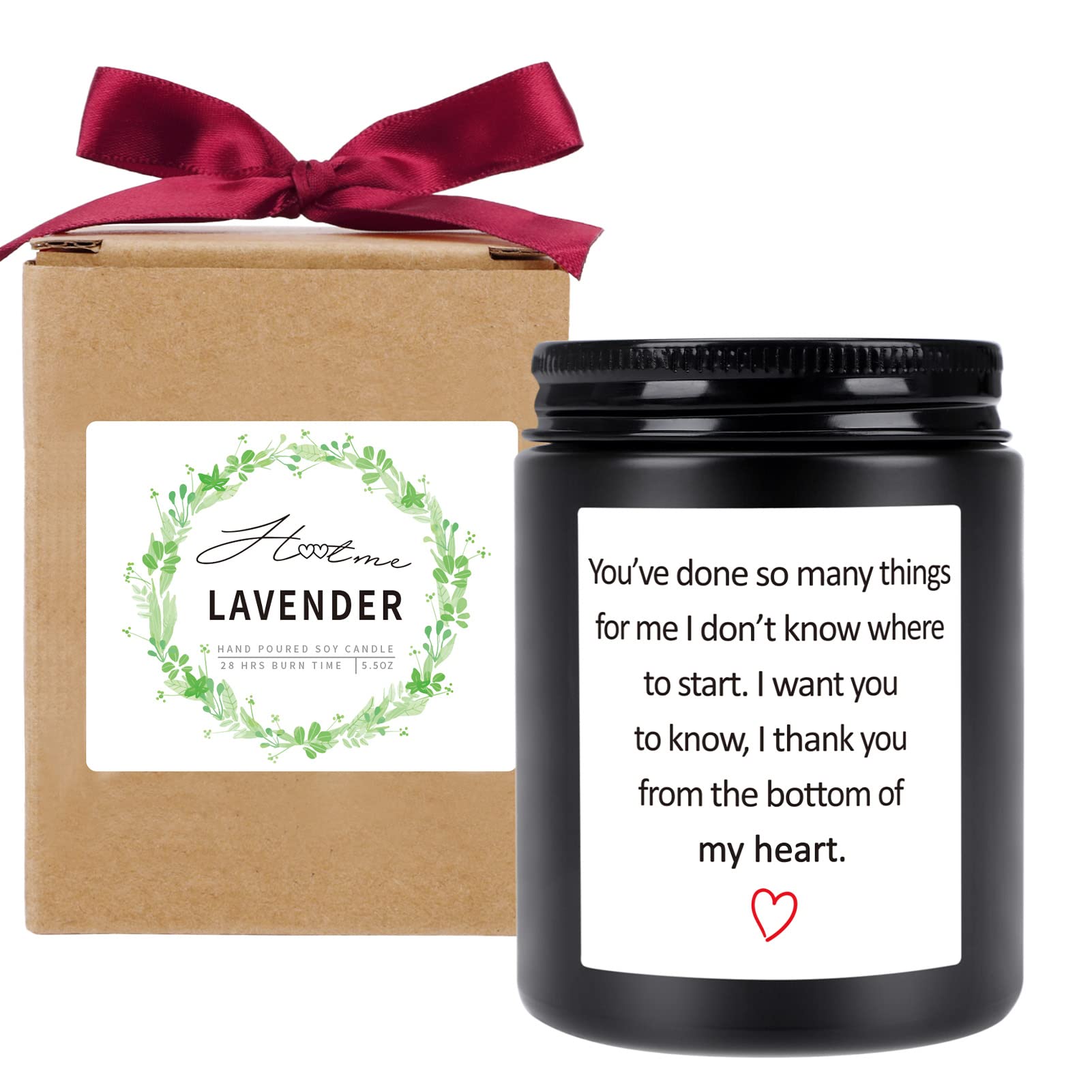 Lavender Scented Candles - I Thank You from The Bottom of My Heart- Thank You Gifts for Women, Best Friend, Thank You Gifts, Father's Day, Mothers DayGifts, Birthday Gifts, Thanksgiving Gift (5.5 oz)