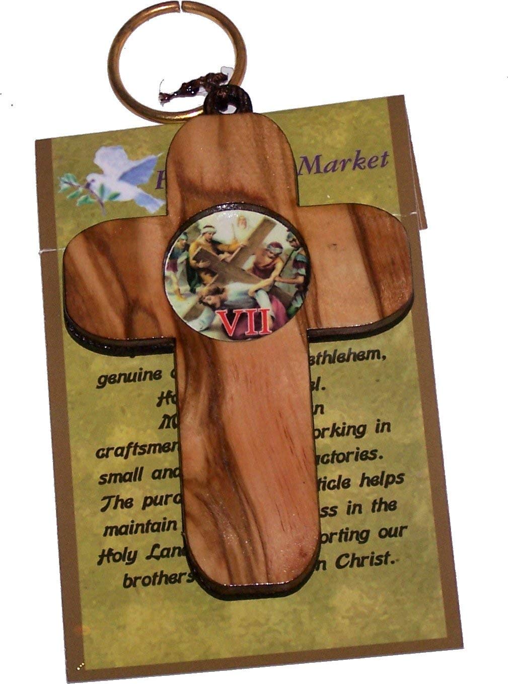 Estaciones de la Cruz en dos capas Cruz cruces – 14, madera de olivo capa superior