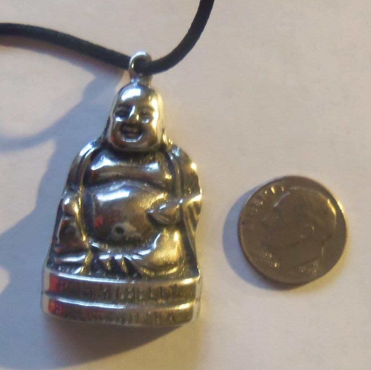 WISHING BUDDHA rare pendant occult buddah hotei good luck rub the + FREE GIFTS!!