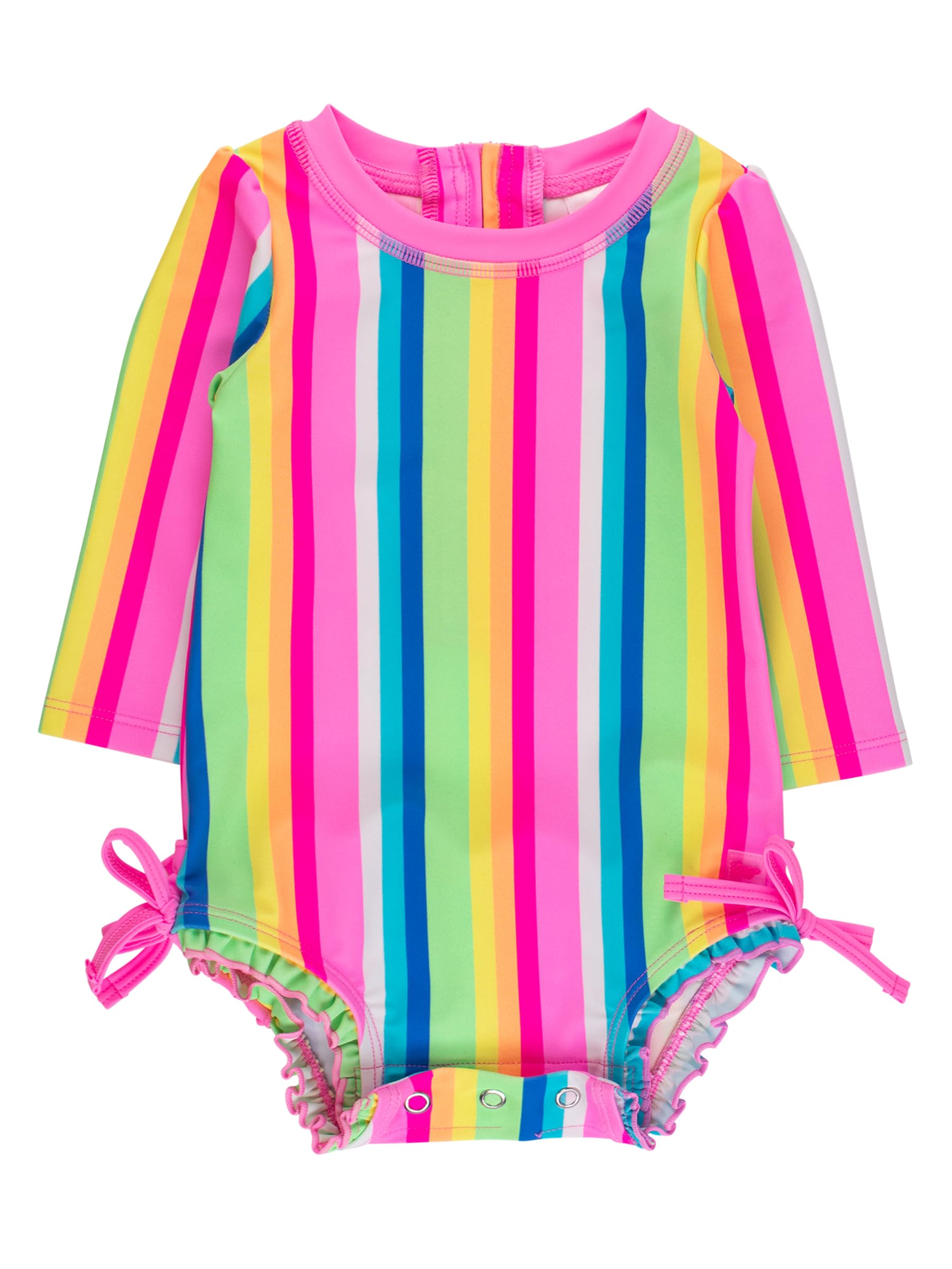 RuffleButts Baby Girls Novelty Baby One Piece - Rash Guard Swimsuit UPF 50+
