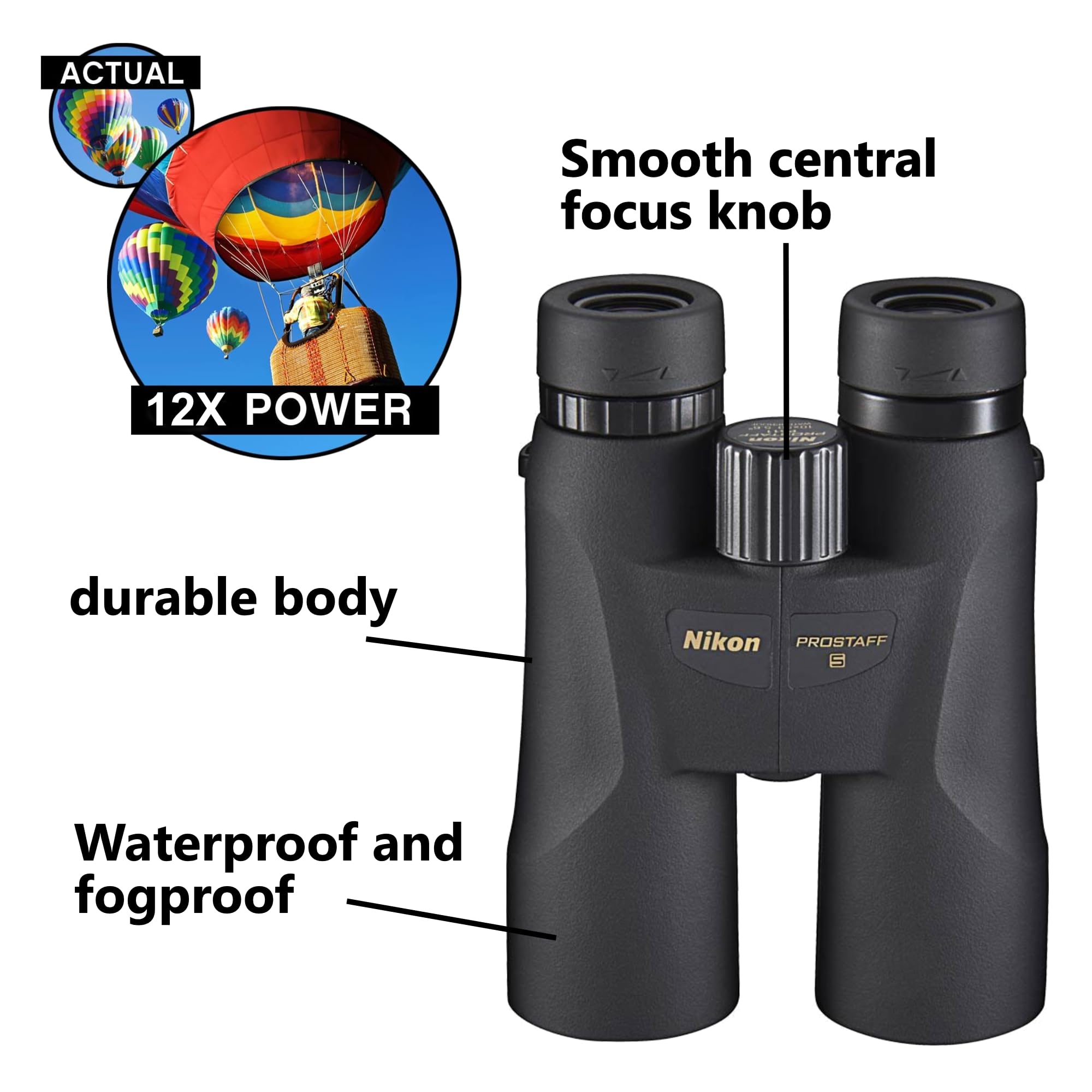 Amazon.com : Nikon PROSTAFF 5 12x50 (7573) Black Binoculars Bundle