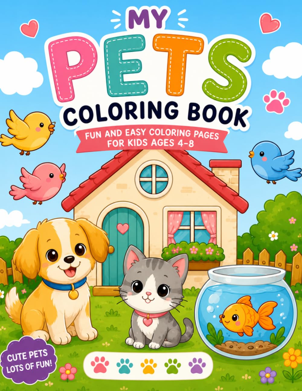 My Pets Coloring Book: Fun and easy Coloring Pages for kids ages 4-8