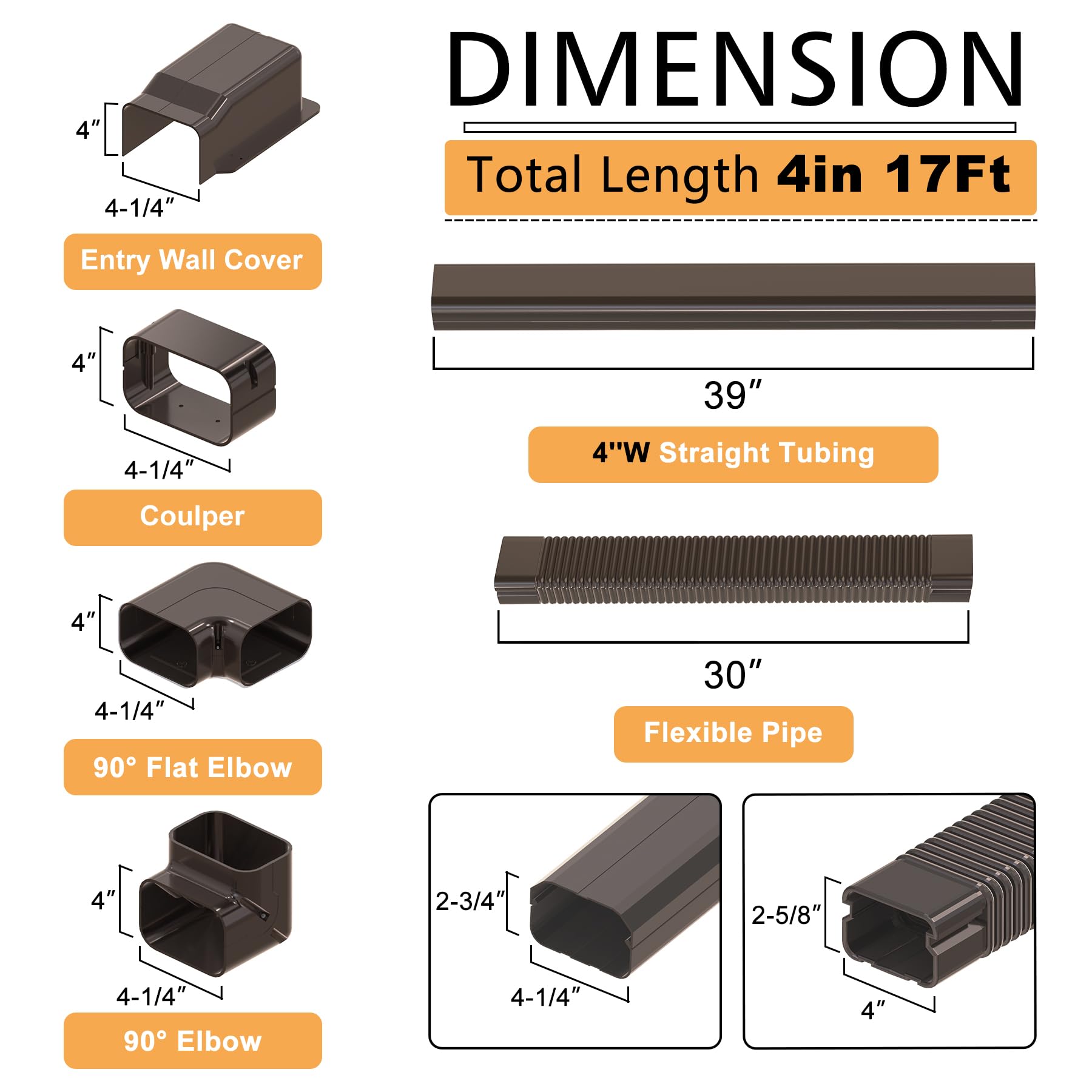 KuriProtect 10,2 Cm Abdeckung Für Mini-Split Klimaanlage – 90° Winkel, Aus PVC, Einfach Zu Montieren