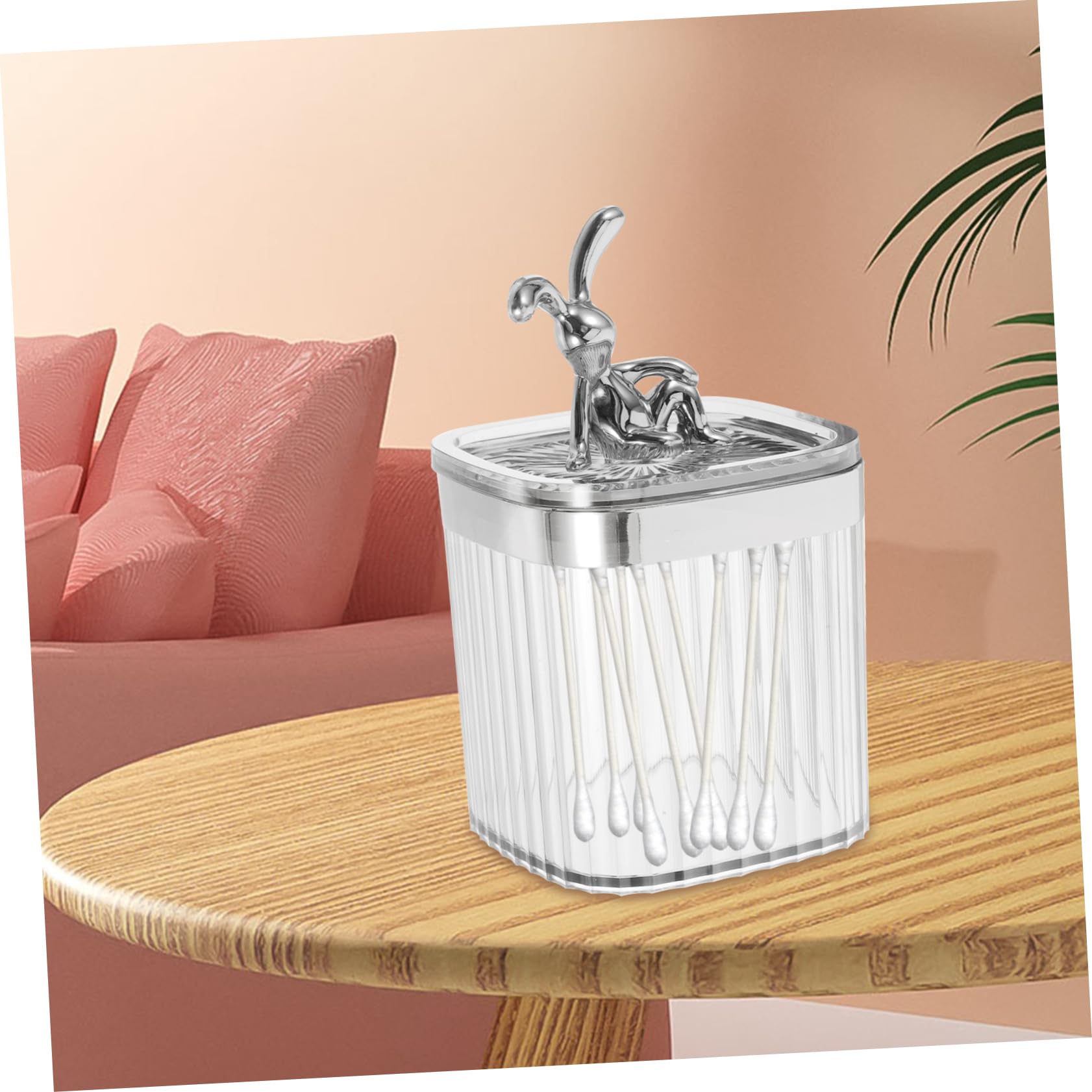 MAGICLULU 5stücke Cute Bunny Cotton Swabs Container Transparente Aufbewahrung Für Wattepads Und Wattestäbchen Für Badezimmer Und Schminktisch Und Platzsparend
