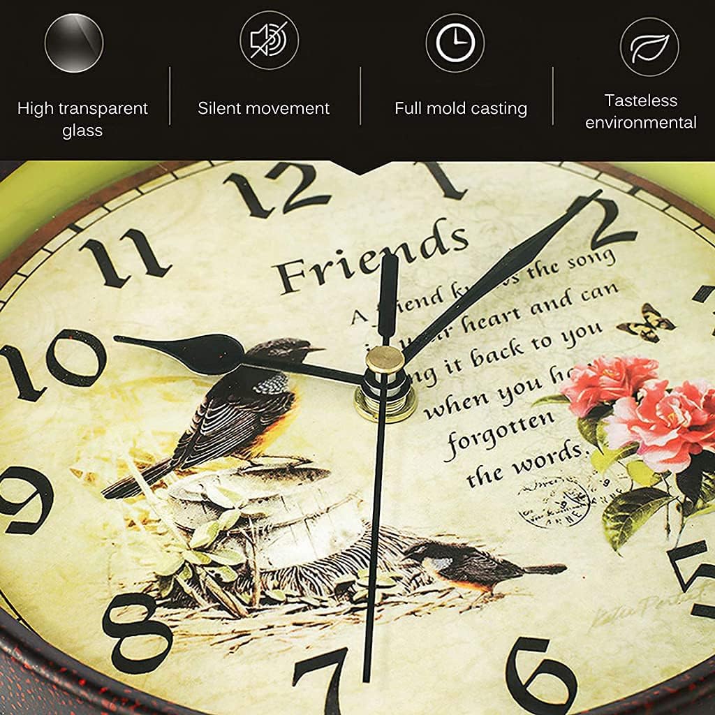 Retro Double-Sided Wall Clock, Outdoor Garden Waterproof Clock with Crystal Glass Mirror, Silent Home Decoration 360 Degree Rotating Station Clock