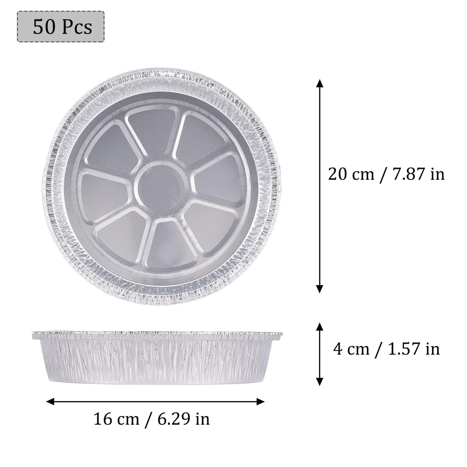 Vaschette Alluminio Monouso - 50 Pezzi Da 8 Pollici, Per Forno E Friggitrice Ad Aria