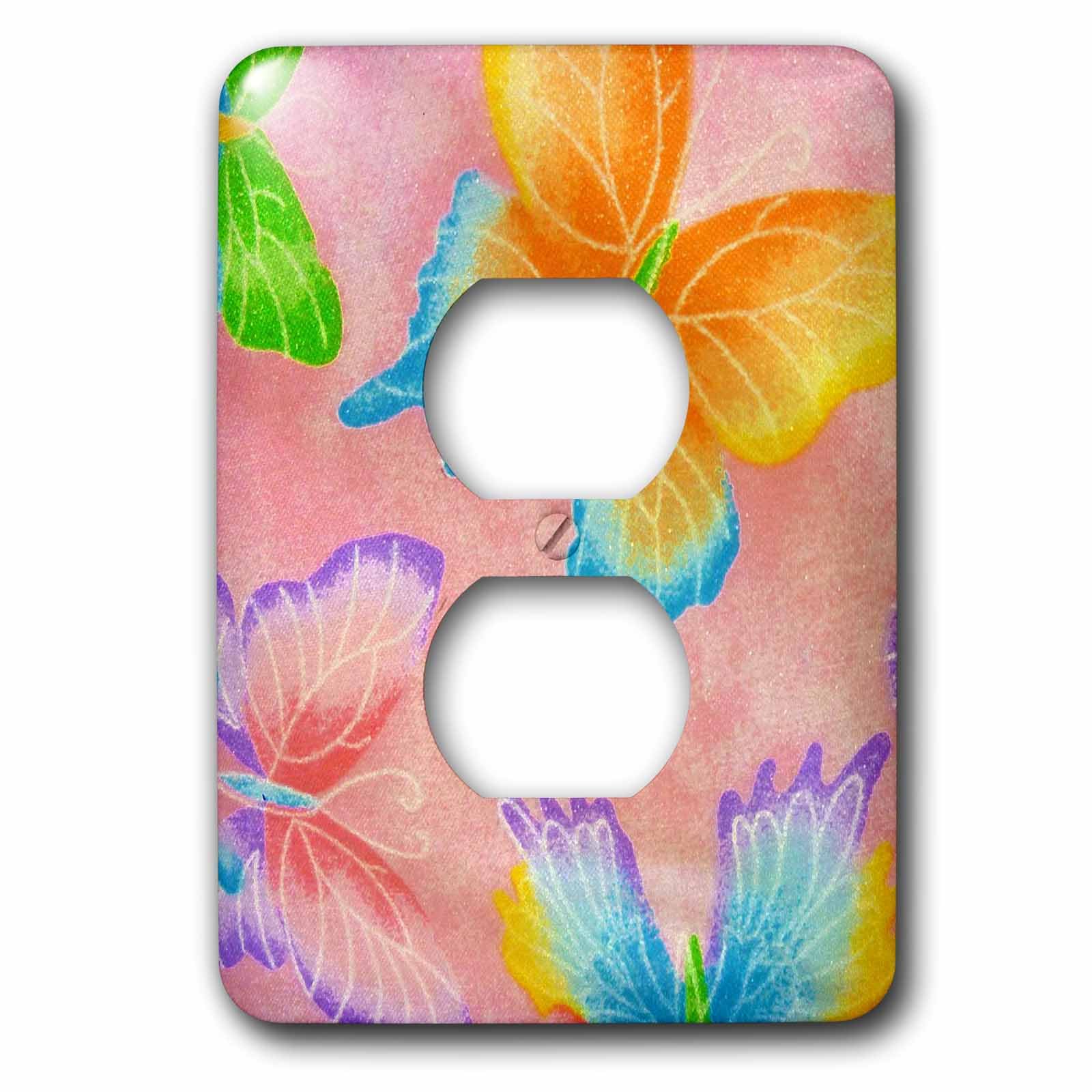 Butterfly Kisses 2 prises avec motif papillon colore pour plaque