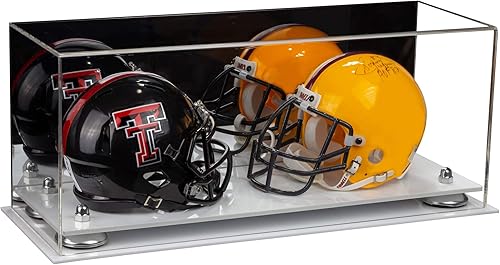 Miniatura 134 de Better Display Cases Acrílico 2 Mini casco de fútbol (no tamaño completo) vitrina con base de césped transparente (V46/A019)
