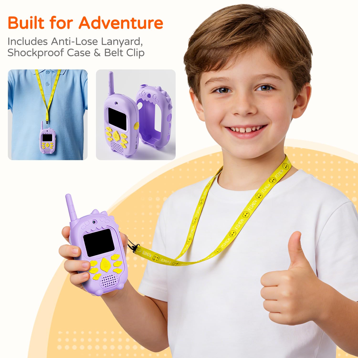 Walkie Talkie Video a Doppia Fotocamera per Bambini, Set da 2 Walkie Talkie per Ragazzi e Ragazze 3-12 Anni con Fotocamera Anteriore e Posteriore, Registrazione Foto/Video, Schermo, Batteria Ricaricab