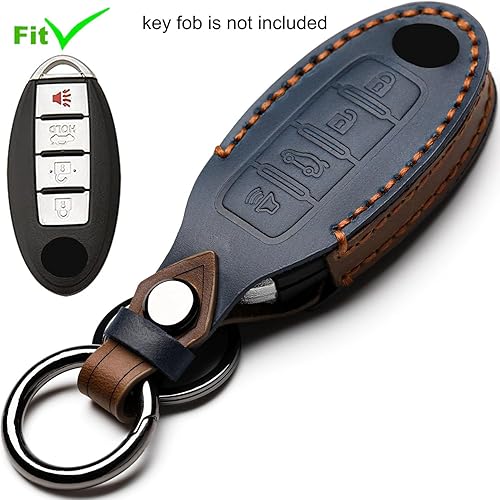 Miniatura 2 de ZiHafate Funda de cuero para llavero de automóvil compatible con Nissan X-Trail Rogue Altima Quest Pathfinder Sentra Patrol CIMA Fuga Armada Teana