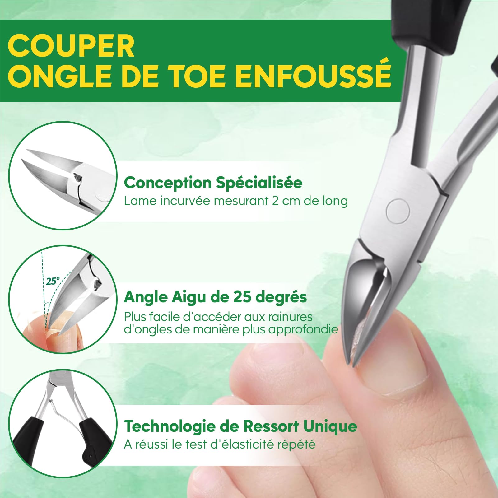 XIFEPFR Kit d'Outils pour Ongle Incarné, Traitement pour Ongle Incarné, Kit de Retrait d'Ongles Incarnés, Correcteur d'Ongle Incarné, Patch Correcteur, Coupe Ongle, Pince Cuticule et Outil de Pédicure