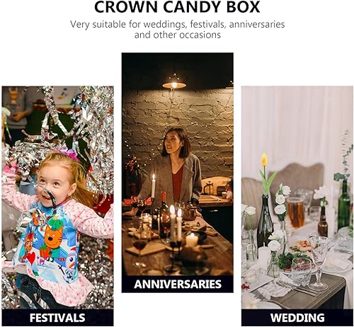 Miniatura 9 de HOMSFOU Caja de dulces de corona con cúpula 12 piezas rellenables de chocolates y postres, caja de embalaje de plástico para regalo de boda,