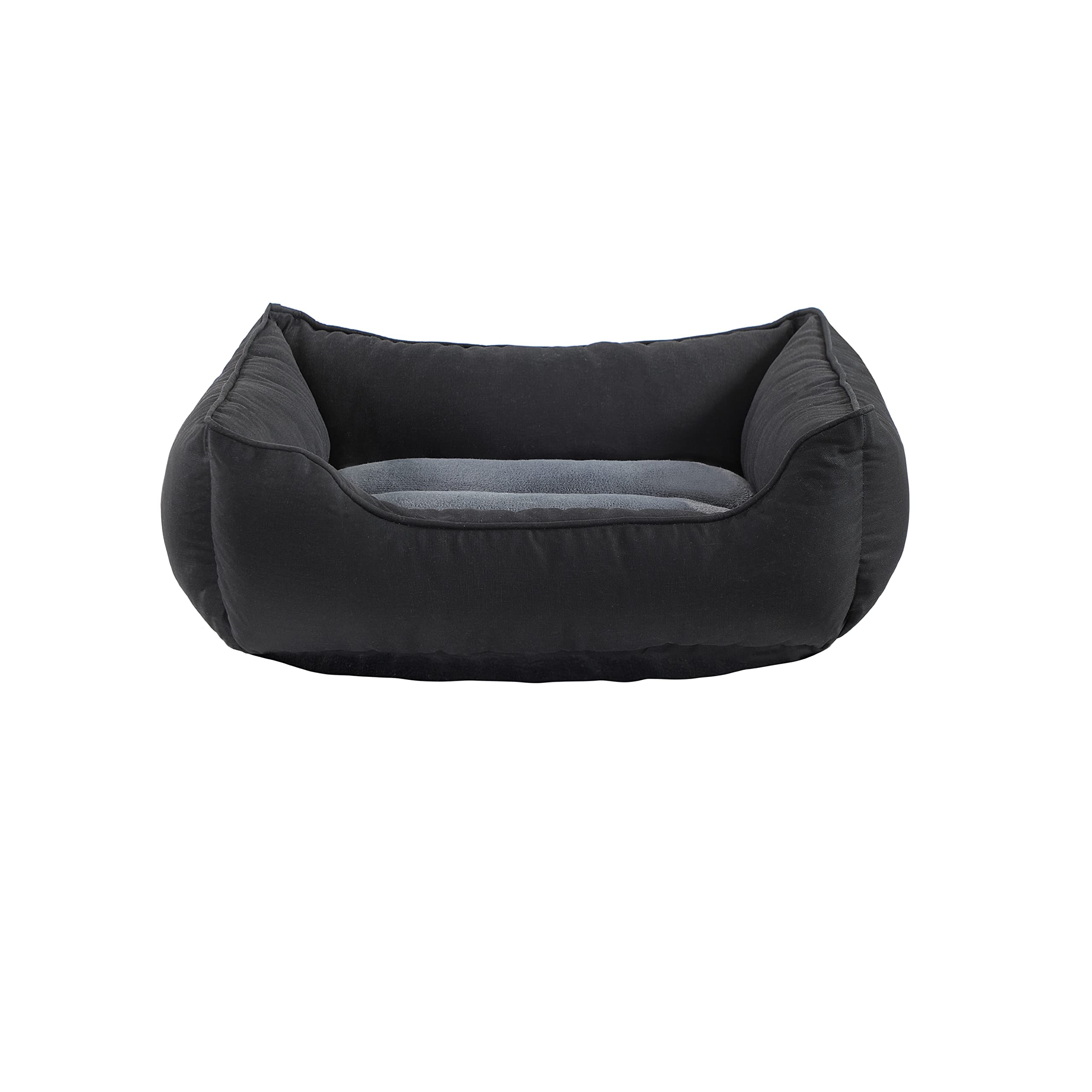 ARLINENS Dog Beds Soft Orthopaedic Ideal Dog Cushion-Anti-Anxiety Dog Bed- Rectangle Dog Bed Cosy Plush with Polyester Interior Elevated,Dog Beds Sofa Plush Mat For Crate(Small 17x21+8", Black/Grey)