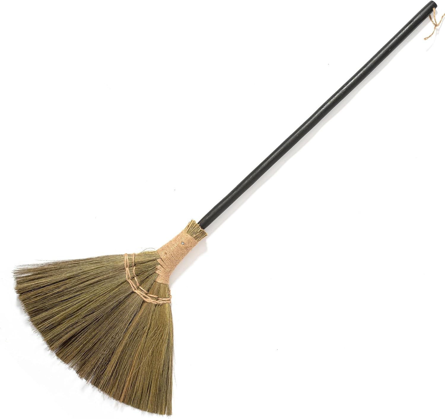 Vietnamese Broom 46.46inch Length - Brooms for Sweeping Indoor Outdoor - Black Long Wooden Handle Natural Soft Broom for Jumping, Weeding, Decoration