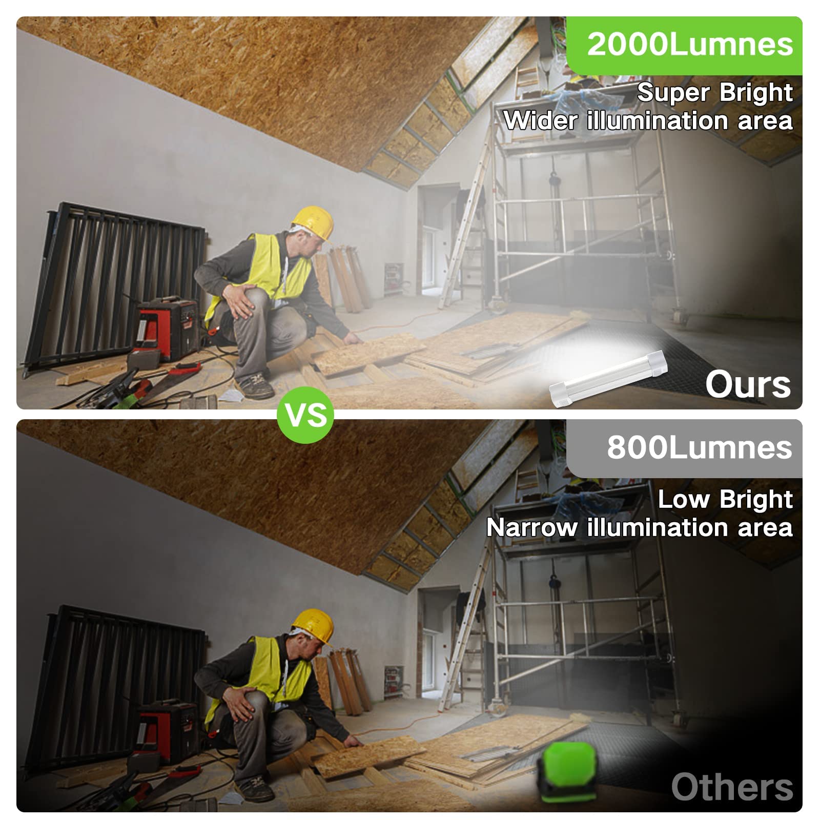 Cabinet luce LED tubo magnetico 4000Lumens 3 colori luminosità continuamente dimmerabile campeggio Lanterna USB ricaricabile luci portatili con 2 magneti Stamina per 60 ore
