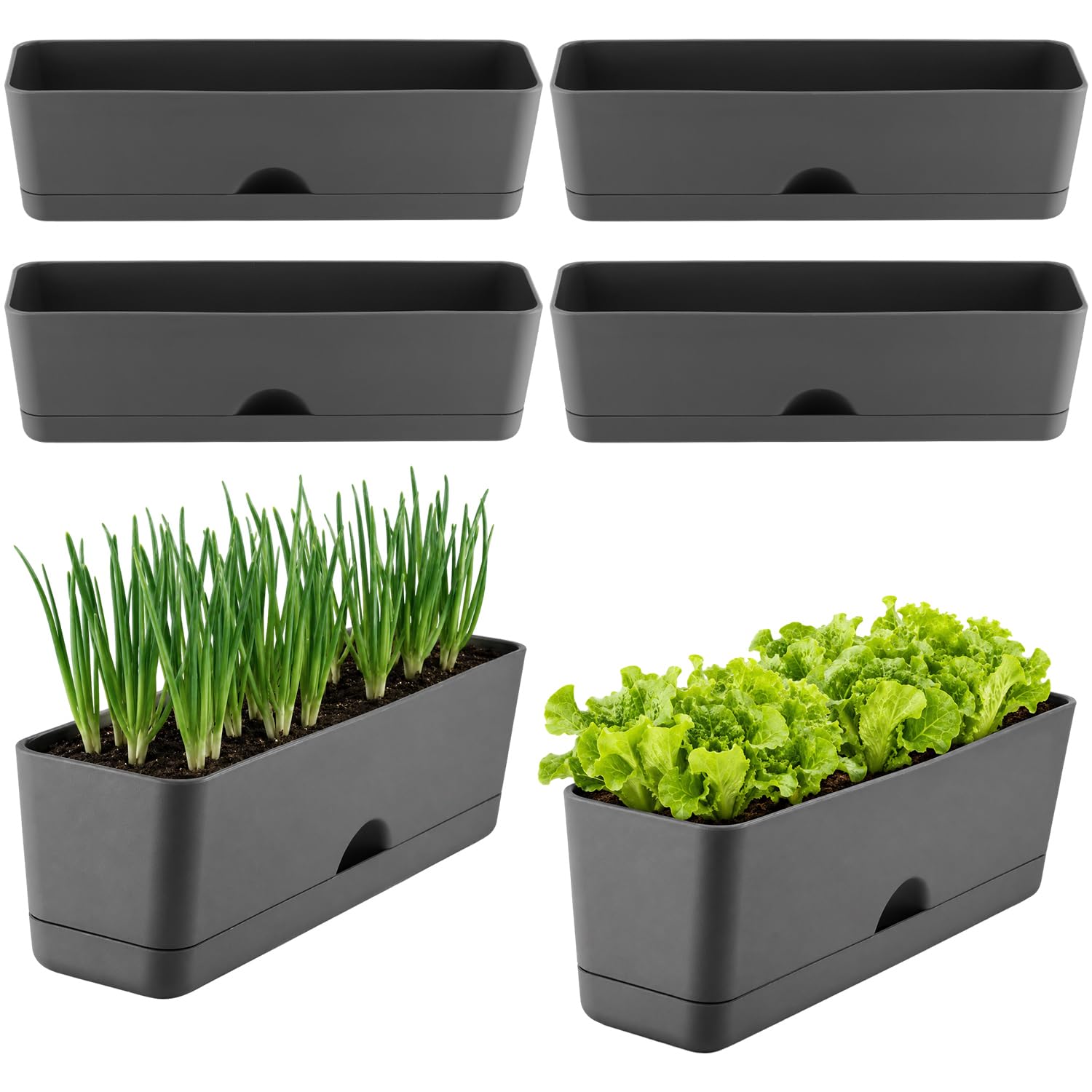 6 Pack Rectangle Planter 16x4.4 Inch Window Boxes