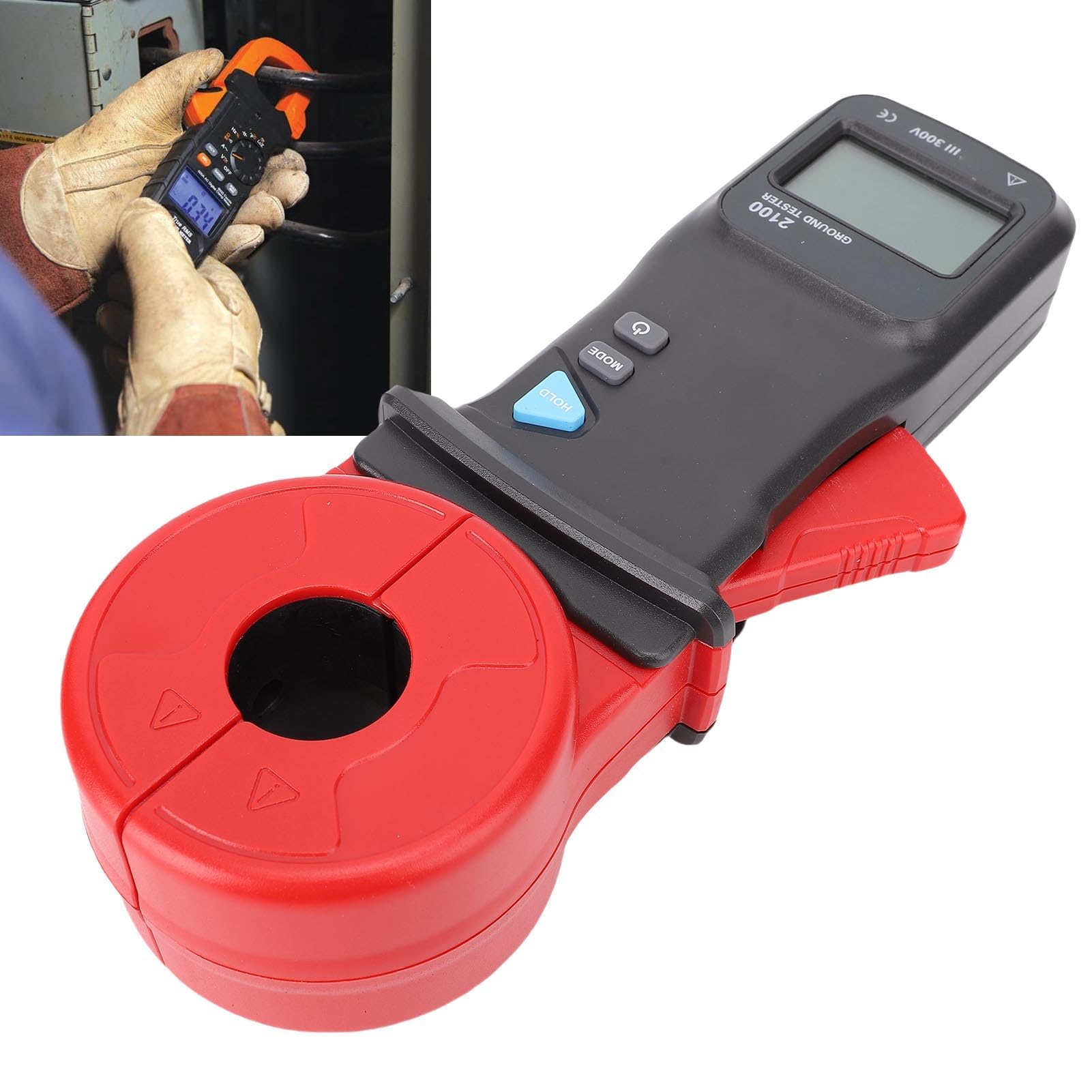 Fafeicy Ohmmetro Digitale a Pinza, Struttura in ABS, Gamma 0,01-1000Ω, Tester di Resistenza di Terra per Elettricisti e Manutentori