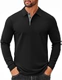 Mens Long Sleeve Polo Shirts Cotton Collared Shirts Casual Business Polo Classic Golf T Shirts