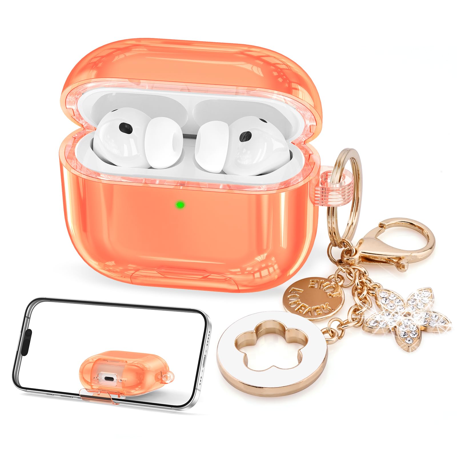 Case for Airpods iPods Pro 3 Case 2025 with Phone Stand for Women-VISOOM Clear Air Pod iPod Pro3 Cases Cover Cute y Airpods Case Pro3 Bling Glitter AirPods Pro3 Cases Hard Shell with Keychain