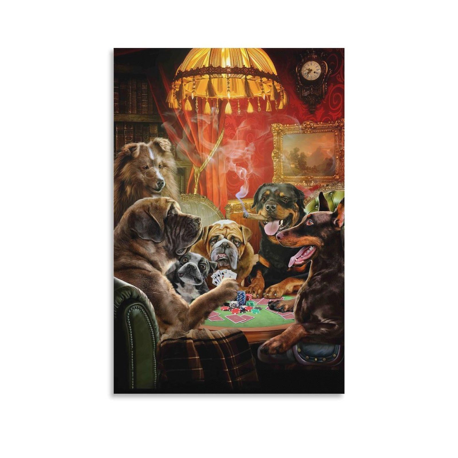 DHBANEIOK Dog Poker Game Poster Artwork Giclee Canvas Prints Modern Wall Art Picture Wall Hanging for Bathroom Wall Decor 20x30inch(50x75cm)
