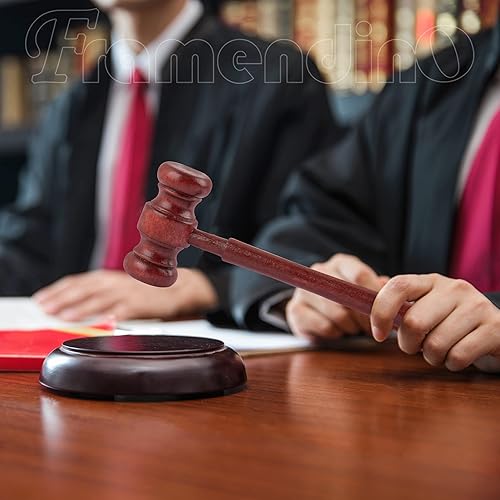 Miniatura 3 de Framendino, Mini martillo de madera Prop Juez Martillos Abogado de Sala de Justicia Accesorios de disfraces para subasta (4)