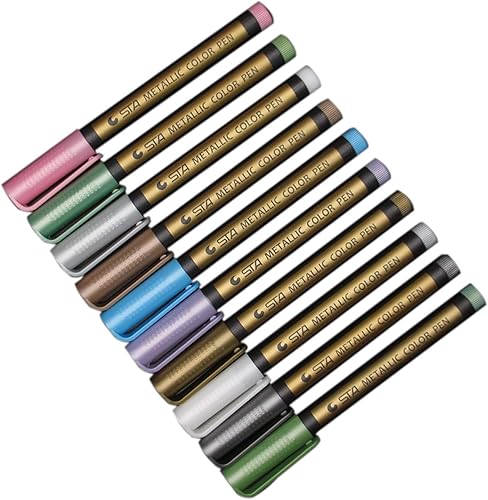 Miniatura 2 de Elonglin Rotuladores metálicos, juego de 10 colores metálicos para regalo de felicitación de cumpleaños, fabricación de tarjetas, pintura en roca,