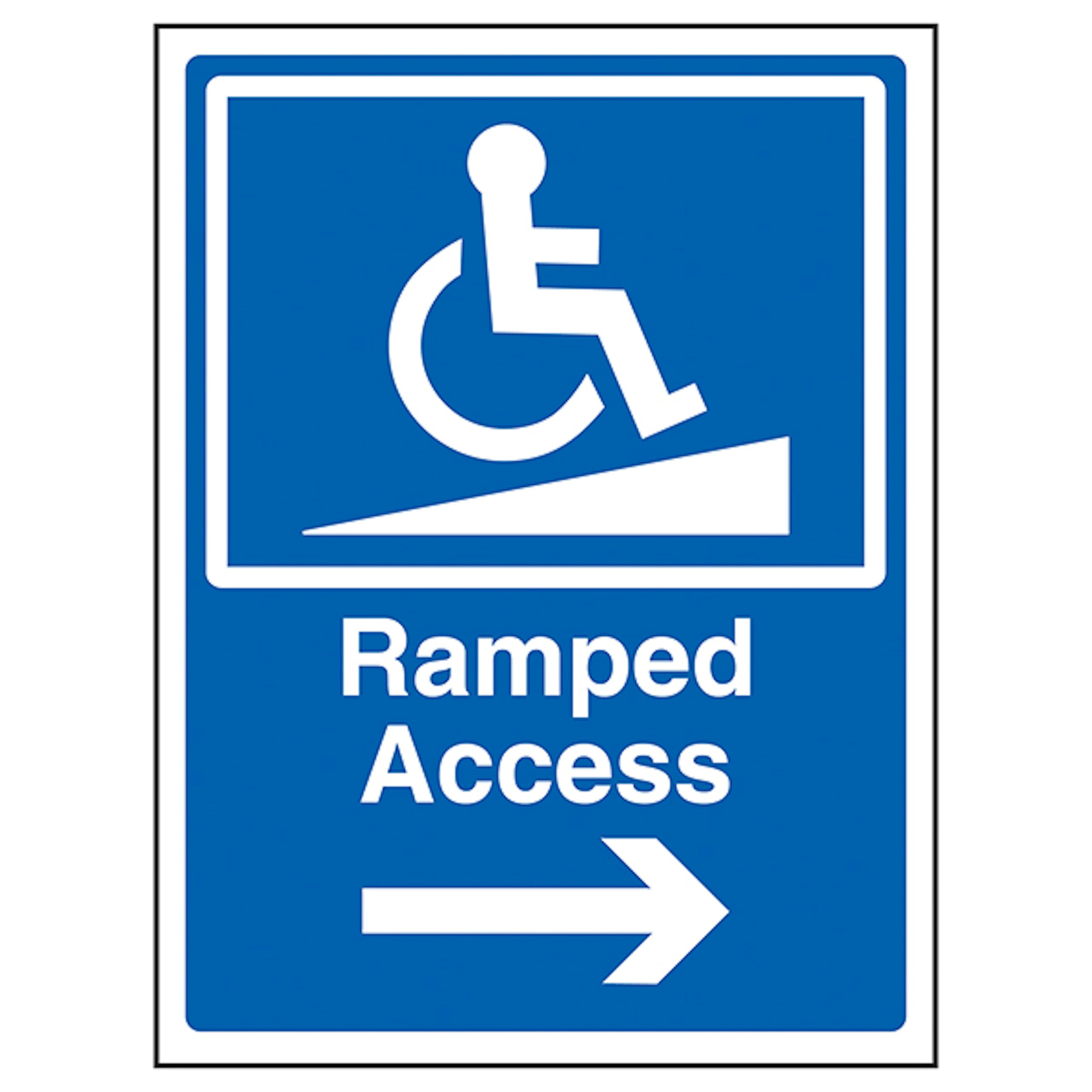 V Safety Ramped Access Arrow Right 300 x 400mm - 3mm Aluminium Composite Safety Sign