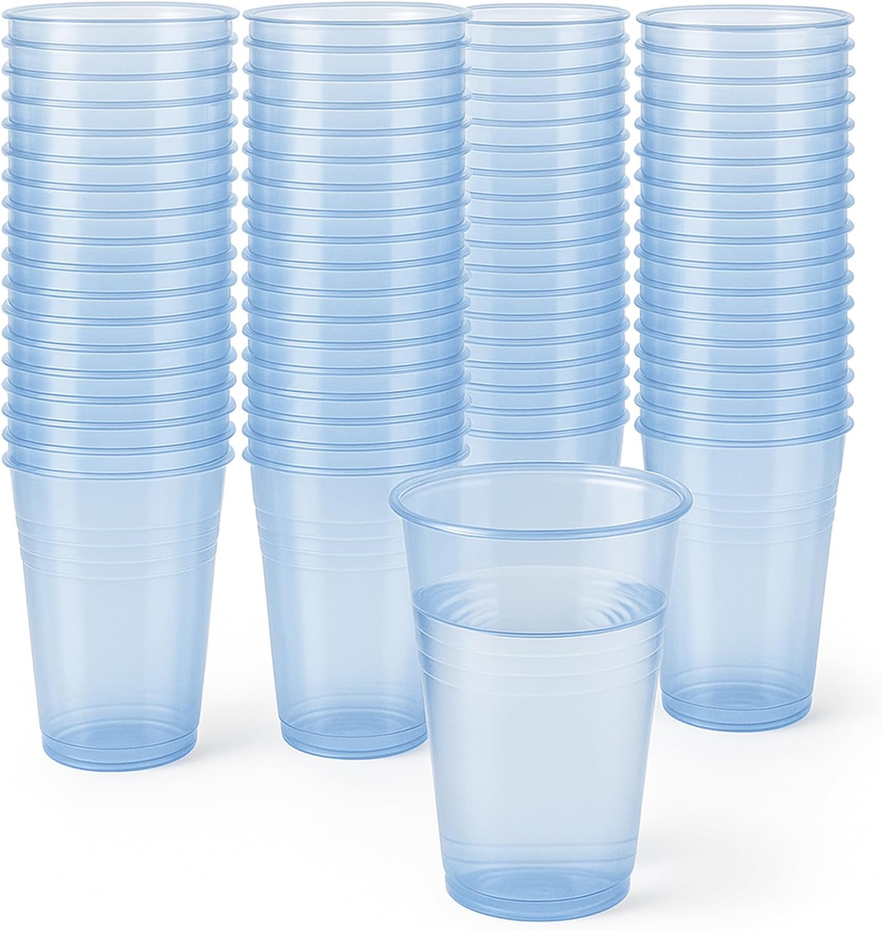 100 Pack Blue Plastic Cups 9oz | Reusable Drinking Glasses | Durable Party Cups for Water, Beer, Cocktails, BBQ, Picnics, Events, Restaurants & Catering Supplies