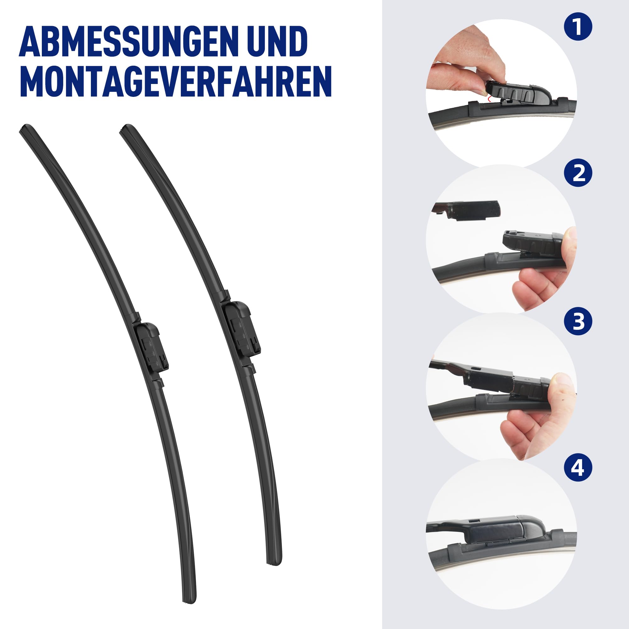 Scheibenwischer Set für Honda ZR-V ZRV 2023-2025 Vorne & Hinten | 2 Front + 1 Heck, Vordere Flachbalken-Wischer, Auto Scheibenwischer Frontscheibe und Heckwischer, Direkte Montage