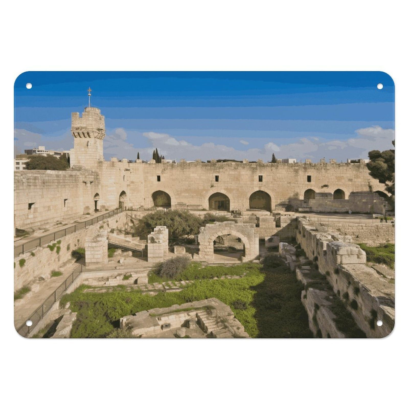 Fodpand Style Israel At The Tower Of David Retro Vintage Metal Tin Sign,Wall Art Decor Garden Plaque Poster For Bedrooms Yard Bars Pubs Patios Porches 7.9X5.5 Inch
