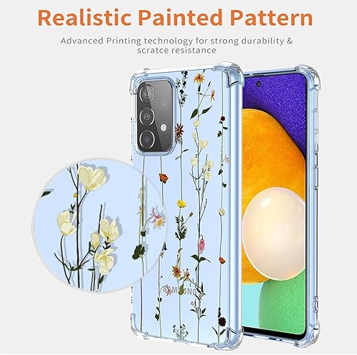 Miniatura 3 de Funda para Samsung Galaxy A52 5G4GSamsung A52S SM-A526 con protector de pantalla, funda transparente con patrones de jardín de flores, funda