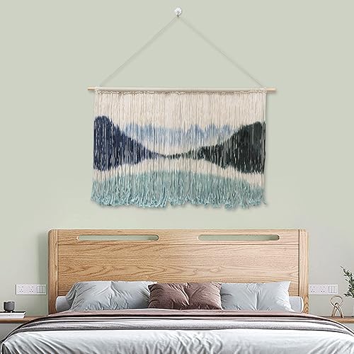 Miniatura 4 de Titunjian Tapiz de pared de macramé grande para colgar en la pared, estilo bohemio, tejido hecho a mano, para dormitorio, sala de estar,