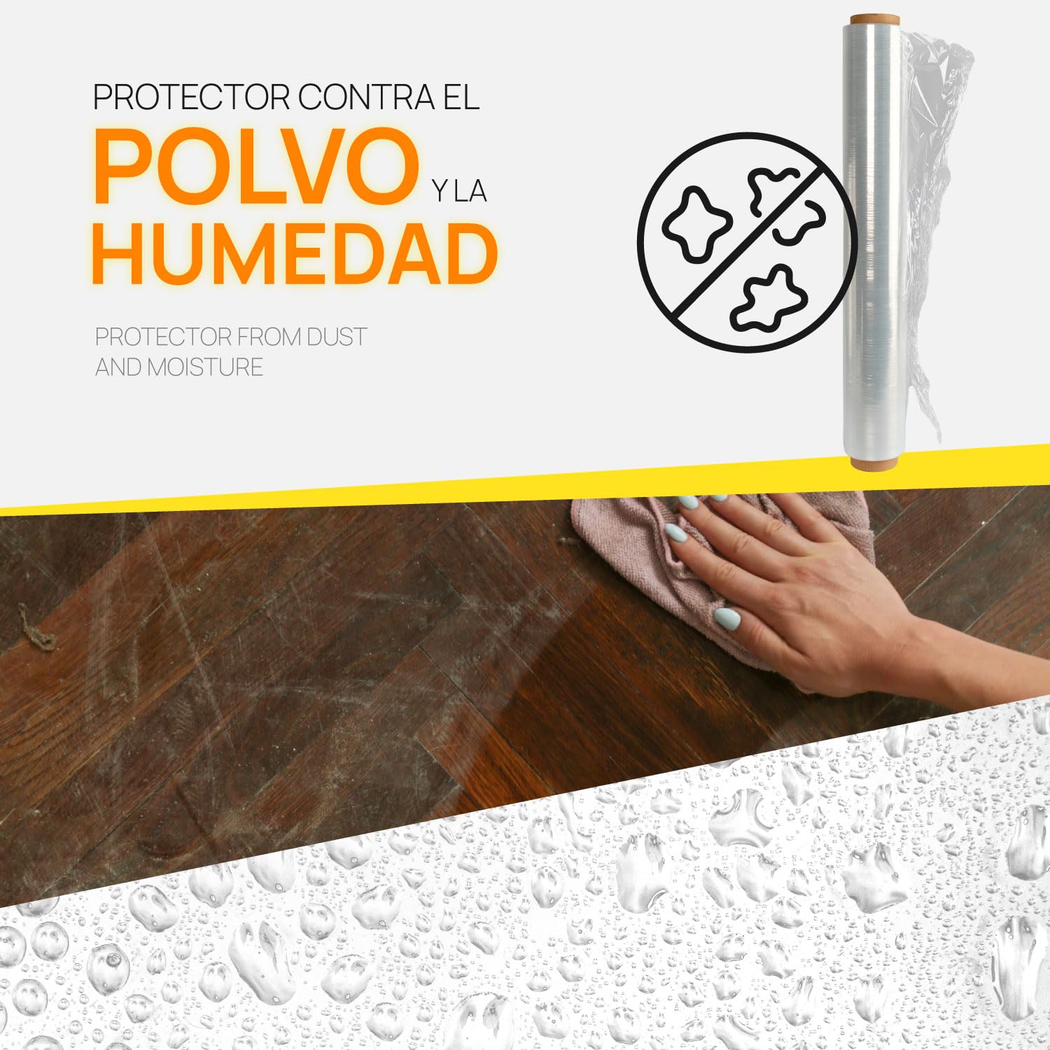 Film Blanco para Embalar, Film, Papel Film, Rollo de Plastico Protector Muebles, Cajas Mudanza, Plastico Cubretodo 50 x 110 m estirables - SIDI (1 und, Blanco)