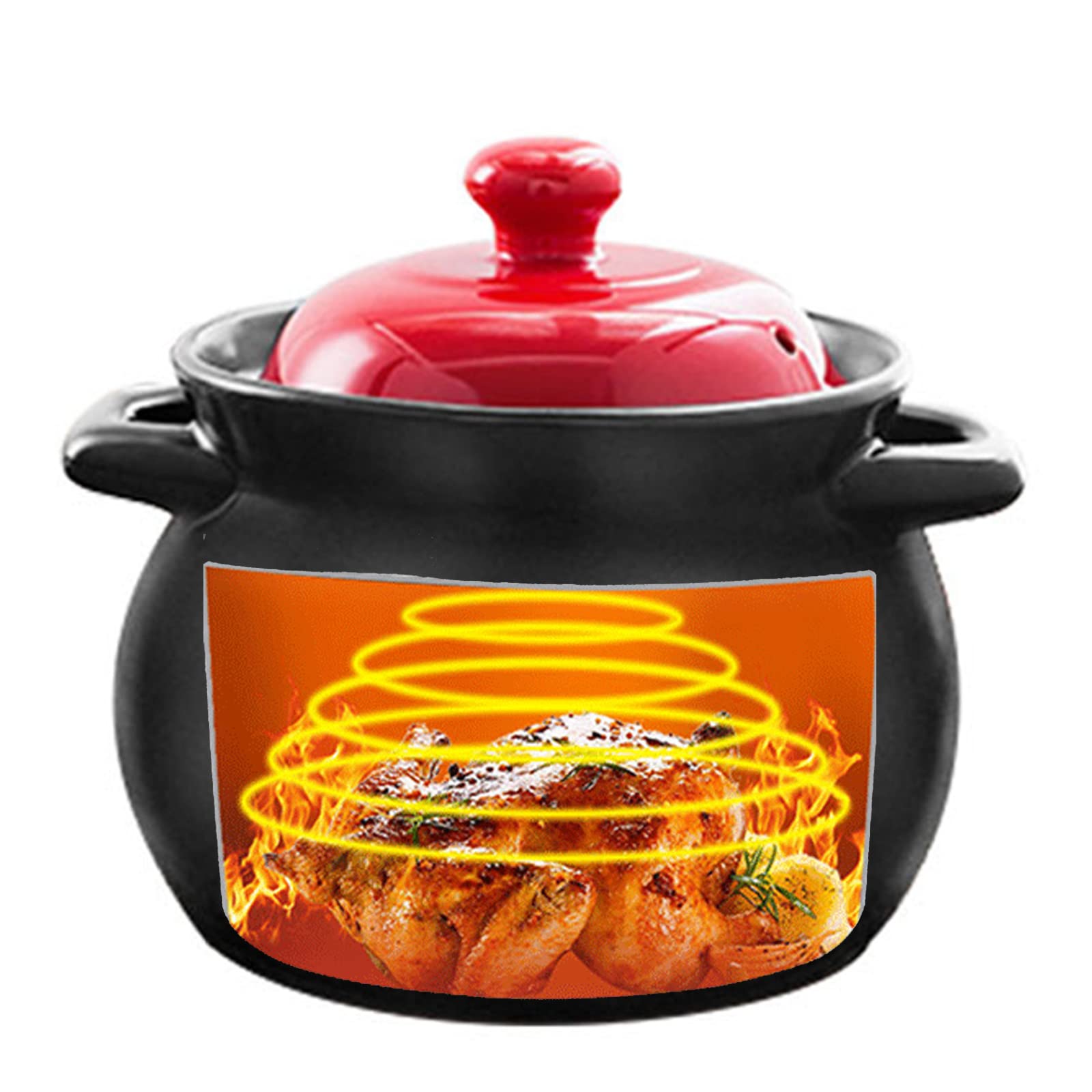 Cacerola de Cerámica con Tapa, Cazuela De Terracota Cazuela De Cerámica Cazuela De Barro Cazuela De Barro Olla De Barro Para Cocinar - Cerámica Resistente Al Calor/Cocido A Fuego Lento O Guisado Para
