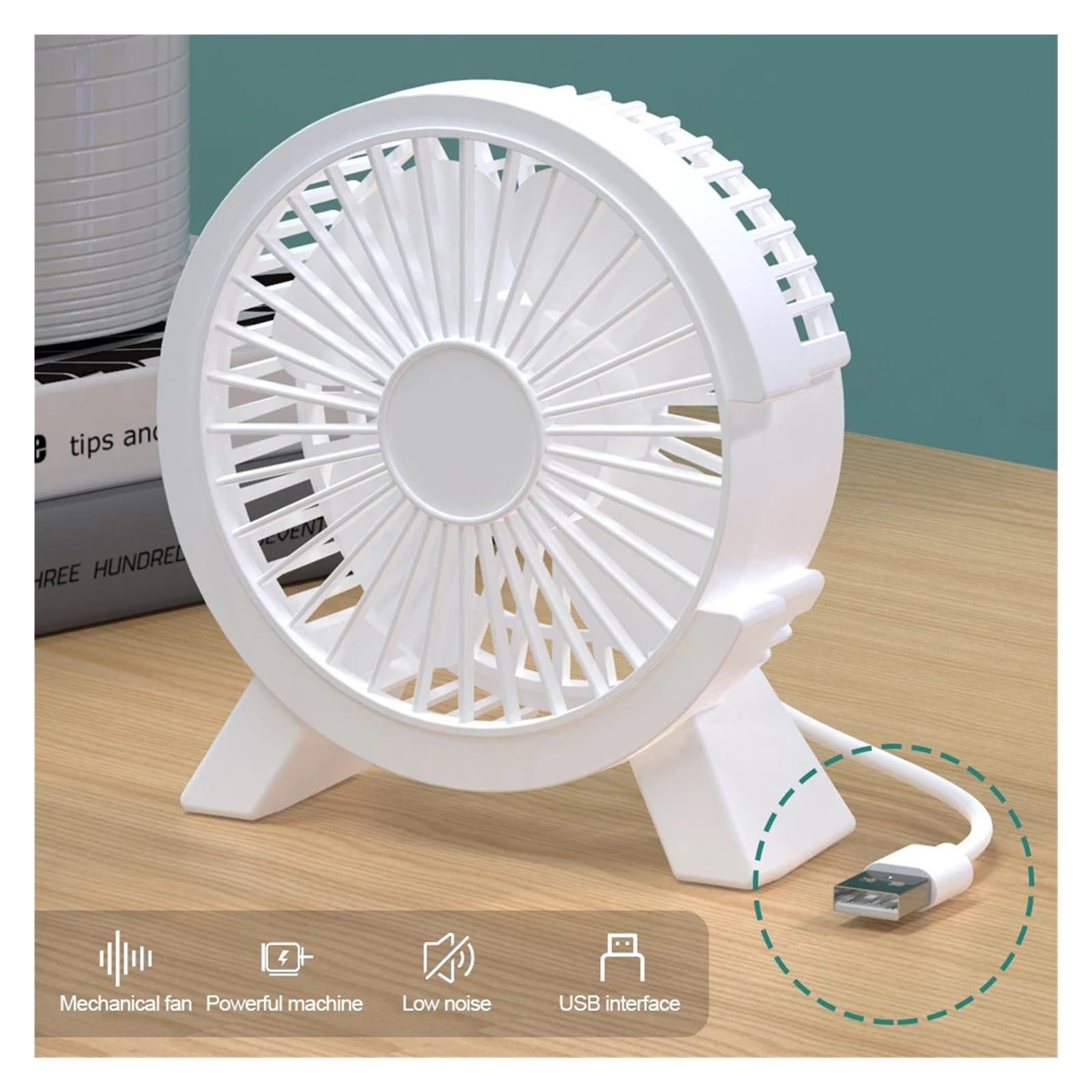 Feng Shui, Ventilatore Portatile Ventilatore Elettrico Portatile da 4 Pollici Ingresso USB Ventilatore da Tavolo Mini Ventilatore da Tavolo Raffreddatore d'Aria Muto Estivo Connessione PC per casa